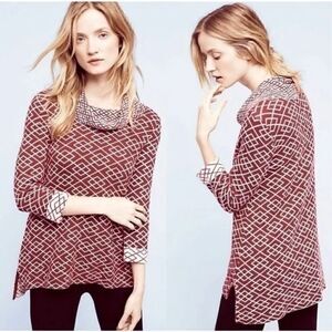 Anthropologie moth Galena cowl neck geometric alpaca blend sweater small